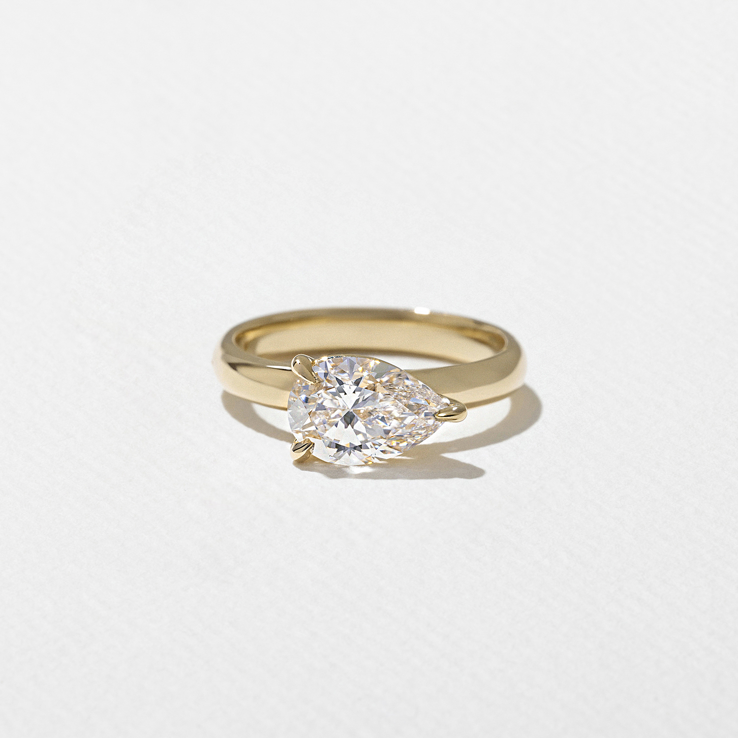 Solitaire Moissanite Diamond Ring Rose Gold Pear Engagement Ring Set | La  More Design